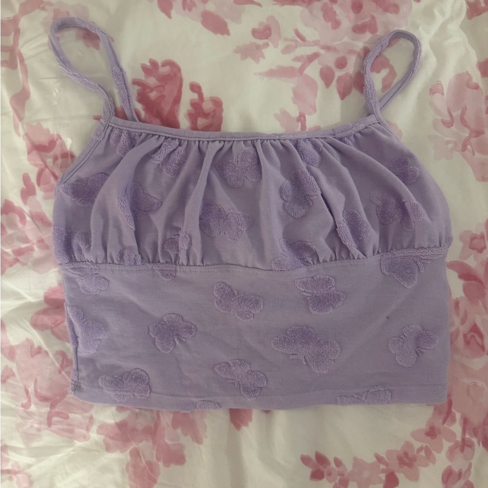 PacSun Lavender Butterfly Tank Top